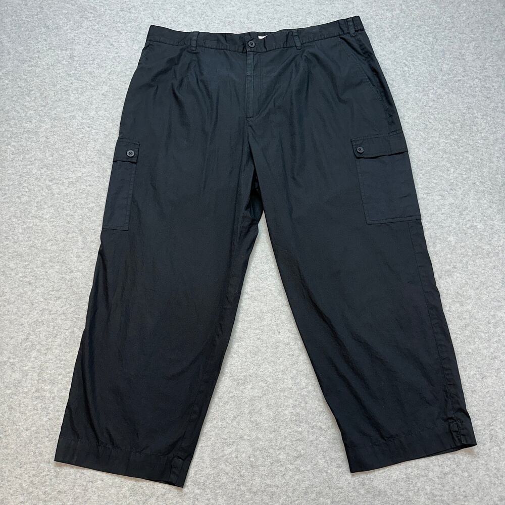 Elisabeth Cargo Crop Pants WMN 20 Black L.E.MU00144 High Rise Cotton Blend Loose